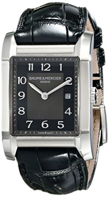 Baume-et-mercier-Hampton-Femme-27mm-Noir-Cuir-Bracelet-Date-Montre-10019-0