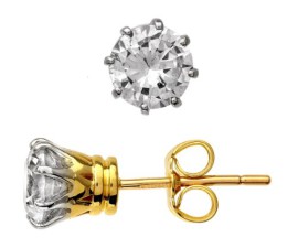 Boucles-dOreilles-Femme-Solitaire-Or-7501000-et-Diamant-Brillant-150-Carat-GH-I1-Certifi-7mm7mm-0