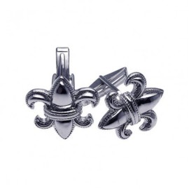 Boutons-de-Manchette-Plaqus-Rhodium-Cuivre-Fleur-De-Lys-Blason-0-0