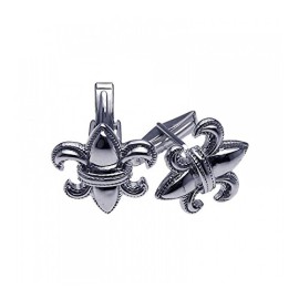 Boutons-de-Manchette-Plaqus-Rhodium-Cuivre-Fleur-De-Lys-Blason-0