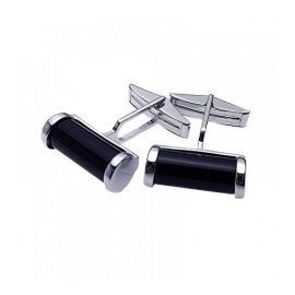 Boutons de Manchette Plaqués Rhodium Cuivre Onyx Noir Boutons de Manchette Plaqués Rhodium Cuivre Onyx Noir