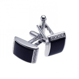 Boutons-de-Manchette-pour-hommes-Plaqus-Rhodium-Cuivre-Noir-Onyx-Carr-Zircon-0-0