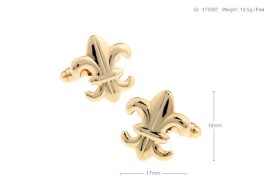 Boutons de manchette plaqué or fleur de lys en écrin avec logo motif étoile Boutons de manchette plaqué or fleur de lys en écrin avec logo motif étoile 4