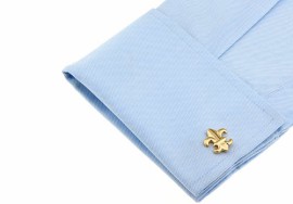 Boutons-de-manchette-plaqu-or-fleur-de-lys-en-crin-avec-logo-motif-toile-0-2