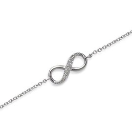 Bracelet avec Pendentif Symbole Infini en Argent 925/000 Rhodié et Oxyde de Zirconium Bracelet avec Pendentif Symbole Infini en Argent 925/000 Rhodié et Oxyde de Zirconium 2