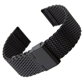 Bracelet de montre en acier inoxydable, Maille milanaise, IP PVD Noir, 22mm Bracelet de montre en acier inoxydable, Maille milanaise, IP PVD Noir, 22mm 2