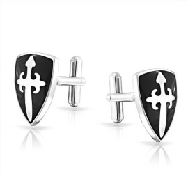 Cadeaux-de-Nol-Acier-inoxydable-Masonic-Square-et-boussole-Black-Mens-Boutons-de-manchette-0-0