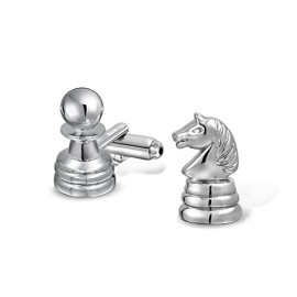 Cadeaux de Noël Knight et pion Pièces d’échecs Mens Boutons de manchette plaqué rhodium Cadeaux de Noël Knight et pion Pièces d’échecs Mens Boutons de manchette plaqué rhodium