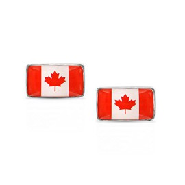 Cadeaux-de-Nol-La-feuille-drable-rouge-du-drapeau-canadien-Mens-Boutons-de-manchette-plaqu-rhodium-0-0