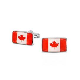 Cadeaux de Noël La feuille d’érable rouge du drapeau canadien Mens Boutons de manchette plaqué rhodium Cadeaux de Noël La feuille d’érable rouge du drapeau canadien Mens Boutons de manchette plaqué rhodium