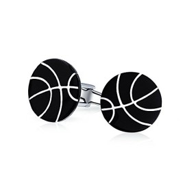 Cadeaux de Noël L’émail noir Sterling Silver Mens Sports Basketball Boutons de manchette Cadeaux de Noël L’émail noir Sterling Silver Mens Sports Basketball Boutons de manchette 2