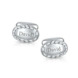 Cadeaux-de-Nol-Mens-925-Silver-ovale-frontire-tress-Style-du-sud-ouest-de-boutons-de-manchette-0-1