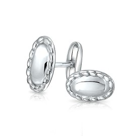 Cadeaux de Noël Mens 925 Silver ovale frontière tressé Style du sud-ouest de boutons de manchette Cadeaux de Noël Mens 925 Silver ovale frontière tressé Style du sud-ouest de boutons de manchette 2