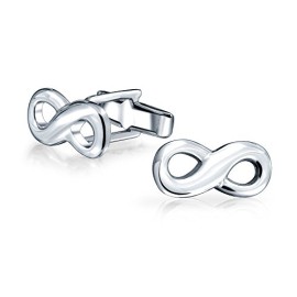 Cadeaux-de-Nol-Mens-symbole-de-linfini-poli-Figure-8-Boutons-de-manchette-en-argent-sterling-0