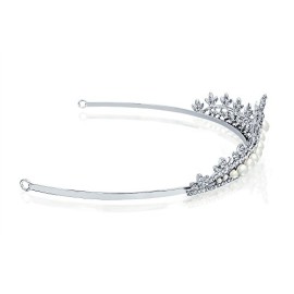 Cadeaux de Noël Plaqué rhodium Rhinestone simulé Nuptiale romantique Pearl Tiara Cadeaux de Noël Plaqué rhodium Rhinestone simulé Nuptiale romantique Pearl Tiara 4