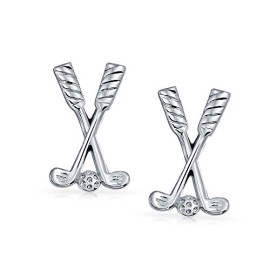 Cadeaux de Noël Traversé des clubs de golf et la bille Mens Sports Boutons de manchette plaqué rhodium Cadeaux de Noël Traversé des clubs de golf et la bille Mens Sports Boutons de manchette plaqué rhodium 3