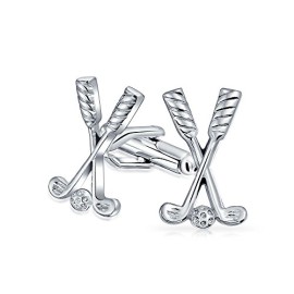 Cadeaux de Noël Traversé des clubs de golf et la bille Mens Sports Boutons de manchette plaqué rhodium Cadeaux de Noël Traversé des clubs de golf et la bille Mens Sports Boutons de manchette plaqué rhodium 2