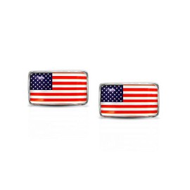 Cadeaux-de-Nol-USA-drapeau-amricain-Patriotic-Mens-Boutons-de-manchette-plaqu-rhodium-0-0