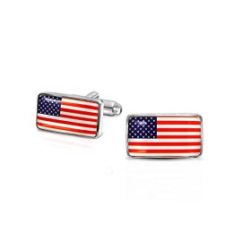 Cadeaux de Noël USA drapeau américain Patriotic Mens Boutons de manchette plaqué rhodium Cadeaux de Noël USA drapeau américain Patriotic Mens Boutons de manchette plaqué rhodium