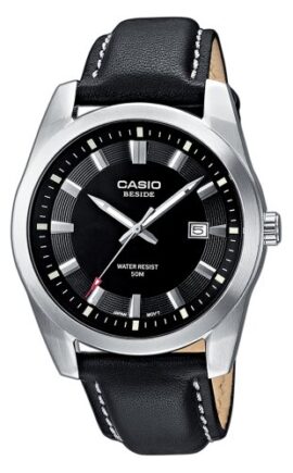 Casio – BEM-116L-1AVEF – Montre Homme – Quartz analogique – Dateur – Cadran Noir – Bracelet Cuir Noir Casio – BEM-116L-1AVEF – Montre Homme – Quartz analogique – Dateur – Cadran Noir – Bracelet Cuir Noir