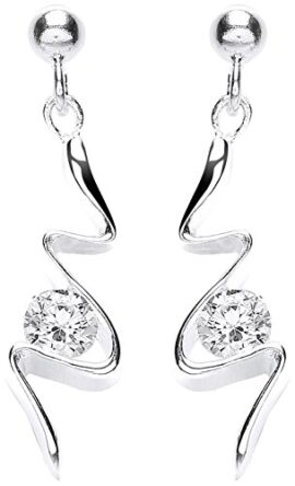 Chic-Fantaisie-Boucles d’oreilles pendantes en argent avec Solitaire zircon cubique pierres Chic-Fantaisie-Boucles d’oreilles pendantes en argent avec Solitaire zircon cubique pierres