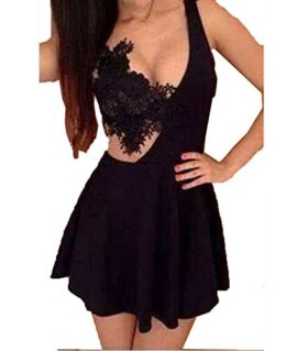 Chinatera Femme Sexy Mini Robe Slim en Dentelle Crochet Dos Nu sans Manche pour Soirée Cocktail & Party Chinatera Femme Sexy Mini Robe Slim en Dentelle Crochet Dos Nu sans Manche pour Soirée Cocktail & Party 2