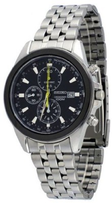 Chronograph-Stainless-Steel-Case-and-Bracelet-Black-Dial-Date-Display-0-0