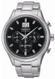 Chronograph-Stainless-Steel-Case-and-Bracelet-Black-Tone-Dial-Date-Display-0