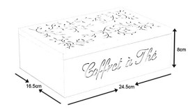 Coffret 6 compartiments à thé en bois blanc 24,5×16,5x8cm Coffret 6 compartiments à thé en bois blanc 24,5×16,5x8cm 3