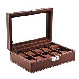 Coffret boite 10 montres facon sellier marron Coffret boite 10 montres facon sellier marron 3