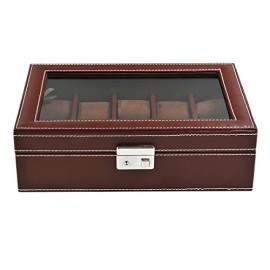 Coffret boite 10 montres facon sellier marron Coffret boite 10 montres facon sellier marron