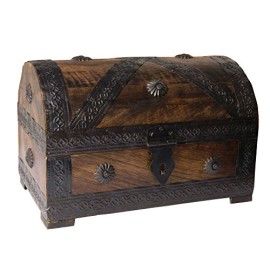 Coffret-pirate-Trsor-24x155x16cm-Bois-de-manguier-Style-Antique-Artisanat-indien-0