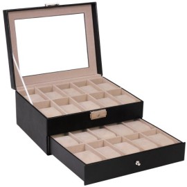 Coffret pour montres avec serrure – boîtier rangement 20 montres – CAPACITÉ AU CHOIX Coffret pour montres avec serrure – boîtier rangement 20 montres – CAPACITÉ AU CHOIX 2