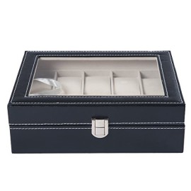 DXP Présentoir/boîte/coffret à montre Noir coffret en cuir de rangement pour 10 montres avec serrure KSB02 DXP Présentoir/boîte/coffret à montre Noir coffret en cuir de rangement pour 10 montres avec serrure KSB02 4