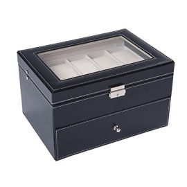 DXP Présentoir/boîte/coffret à montre Noir coffret en cuir de rangement pour 20 montres avec serrure KSB04 DXP Présentoir/boîte/coffret à montre Noir coffret en cuir de rangement pour 20 montres avec serrure KSB04 4