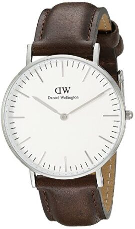 Daniel Wellington – 0209DW – Bristol – Montre Mixte – Quartz Analogique – Cadran Argent – Bracelet Cuir Marron Daniel Wellington – 0209DW – Bristol – Montre Mixte – Quartz Analogique – Cadran Argent – Bracelet Cuir Marron