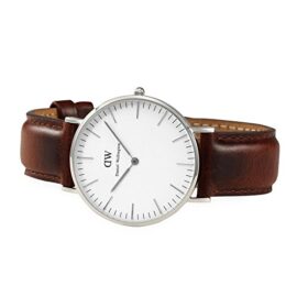 Daniel Wellington – 0607DW – St Mawes – Montre Mixte – Quartz Analogique – Cadran Argent – Bracelet Cuir Marron Daniel Wellington – 0607DW – St Mawes – Montre Mixte – Quartz Analogique – Cadran Argent – Bracelet Cuir Marron 3