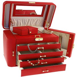 Extra-Large-impratrice-Bote–bijoux-Rouge-beige-cuir-reconstitu-Jewel-Case-par-Mele-Co-0