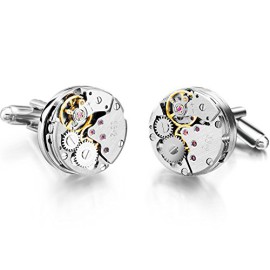 FLORAY-1-paire-Rond-le-mouvement-actif-de-cru-dargent-Clockwork-Montre-Mouvement-Boutons-de-manchette-de-Steampunk-0