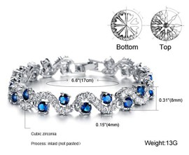 FLORAY-Femme-Zircon-mousseux-Tennis-Bracelet-Vagues-Conception-Coffret–bijoux-bleu-gratuit-Beau-cadeau-0-1