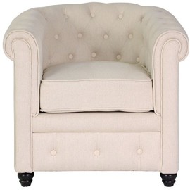 Fauteuil Chesterfield lin beige Fauteuil Chesterfield lin beige