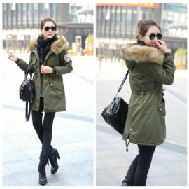 Femme-Manteau-Parka-Slim-fit-veste-long-a-capuche-fourrure-Vert-armeeTaille-Etiquette-XXL-0-2