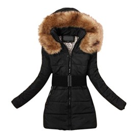 TOOGOO(R) 2014 Femmes Hiver Rembourree Chaude Fourrure Col Veste manteau Vestes Noir L TOOGOO(R) 2014 Femmes Hiver Rembourree Chaude Fourrure Col Veste manteau Vestes Noir L 2