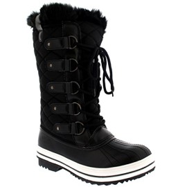 Femmes-Matelass-Pluie-Lacer-Fourrure-Chaleureux-Chaussures-Neige-Botte-0