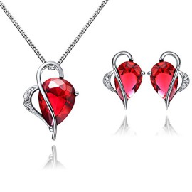 Floray Femme Bijoux Parures – Rouge Rubis, Zircon pendentif Collier & Stud Boucle d’oreille, Chaîne en argent sterling Floray Femme Bijoux Parures – Rouge Rubis, Zircon pendentif Collier & Stud Boucle d’oreille, Chaîne en argent sterling 2