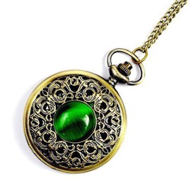 GSPStyle-Montre-de-poche-Alliage-Quartz-Pendentif-montre-pour-femmes-rtro-dOpale-verte-Bronze-0