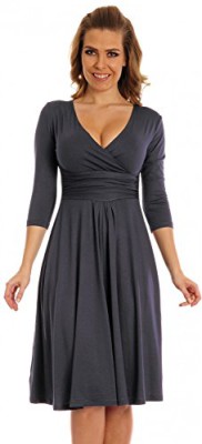 Glamour Empir Femme Robe d’été élégante Manches 3/4 Col V Partie jupe évasée 282 Glamour Empir Femme Robe d’été élégante Manches 3/4 Col V Partie jupe évasée 282 2