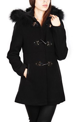 Go-Mode-Manteau-duffle-coat-capuche--fourrure-Femme-Noir-0