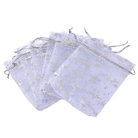 Godagoda-Blanc-Organza-Sachets-Cadeau-Bijoux-avec-Motif-Etoile-10x12cm-Lot-de-25pcs-0