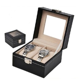 HQdeal-Faux-Bote–bijoux-en-cuir-Prsentoir-coffret-bote–montre-pour-2-montres-0-0